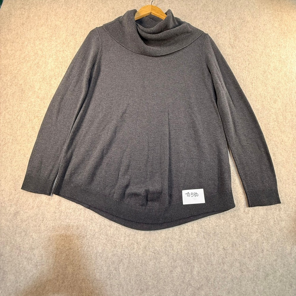 Joan Vass New York Womens Small Gray Cowl Neck Knit Pullover Sweater Long Sleeve